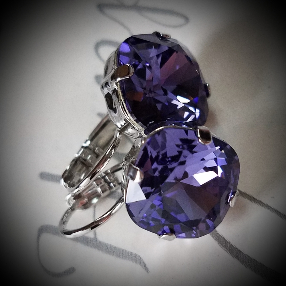 Austrian Crystal Earrings in Rhodium Plated Setting - Picture 7 of 12